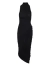 Jacquemus The Piazza Asymmetric Gathered Stretch-jersey Turtleneck Dress