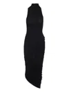 Jacquemus The Piazza Asymmetric Gathered Stretch-jersey Turtleneck Dress In Black