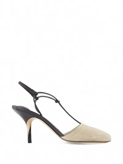 Jacquemus Pina Leather-trimmed Suede Slingback Pumps In Gray