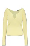 Jacquemus Slim Fit V-neckline Long Sleeves Ribbed Hem In Yellow