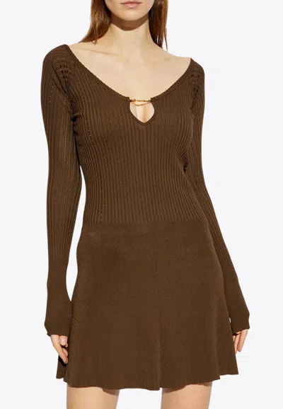 Jacquemus Pralu Ribbed-knit Top In Brown