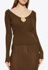 Jacquemus Pralu Ribbed-knit Top In Brown
