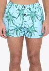 Jacquemus Le Maillot Puntini Light Blue Swimsuit With Elastic Waist And All-over Print In Tech Fabric Man In Blue