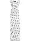 Jacquemus Rita Draped Gathered Polka-dot Crepe De Chine Maxi Dress In White