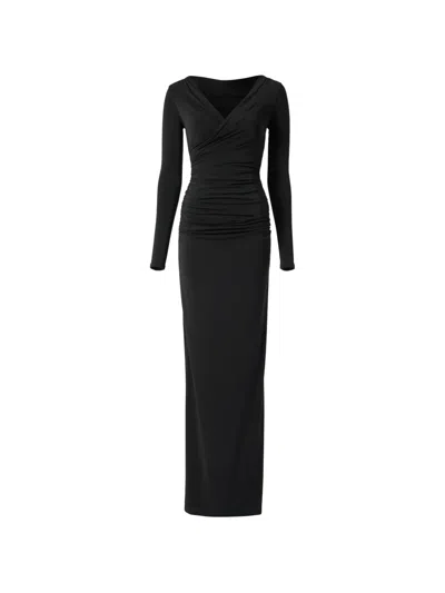 Jacquemus The Rita Long-sleeve V-neck Maxi Dress In Black