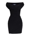 Jacquemus Rita Draped Gathered Crepe De Chine Mini Dress In Black