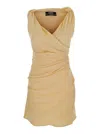 Jacquemus The Rita Beige Dress With V-neck And Draped Details In Cotton Woman