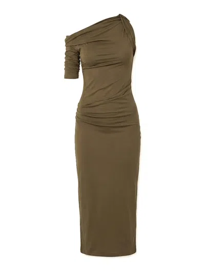 Jacquemus The Robe Drapeado In Green