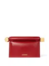 Jacquemus Leather Clutch Bag Top Handle In Red