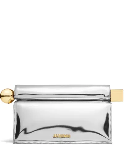 Jacquemus The Rond Carré Clutch Bag In Silver