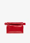 Jacquemus The Rond Carré Croc-embossed Leather Clutch In Red