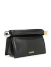 Jacquemus Rectangular Lamb Leather Clutch With Rolled Handle In Black