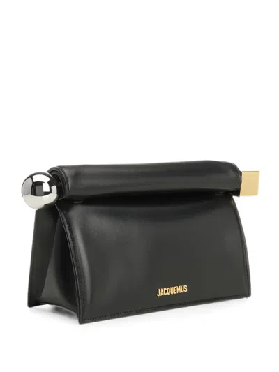 Jacquemus The Rond Carré Leather Clutch Bag In Black