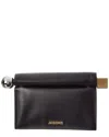 Jacquemus La Pochette Rond Carre Leather Clutch In Black