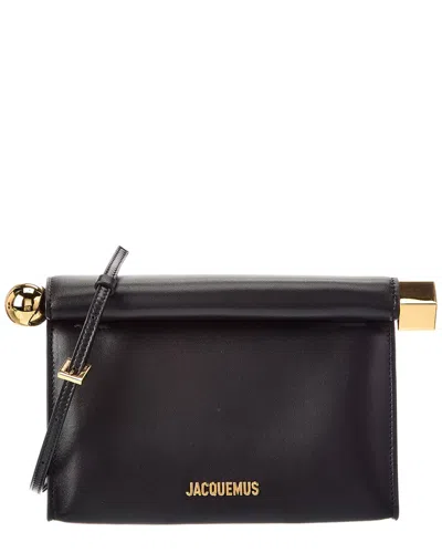 Jacquemus The Rond Carre Leather Clutch In Black