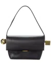 Jacquemus The Rond Carre Leather Shoulder Bag In Black