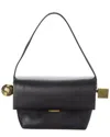 Jacquemus The Rond Carre Leather Shoulder Bag In Black