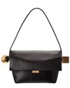 Jacquemus The Rond Carre Leather Shoulder Bag In Black