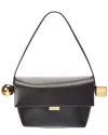 Jacquemus The Rond Carre Leather Shoulder Bag In Black