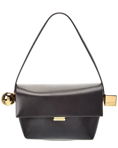Jacquemus The Rond Carre Leather Shoulder Bag In Purple