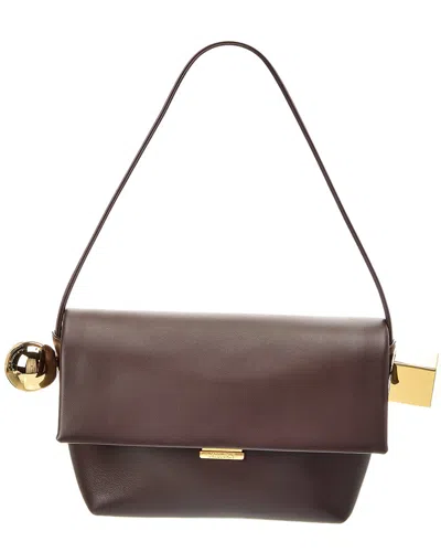 Jacquemus The Rond Carre Leather Shoulder Bag In Purple