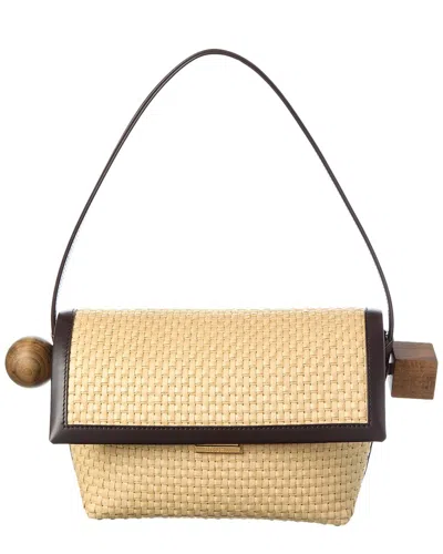 Jacquemus The Rond Carre Leather-trim Shoulder Bag In Brown