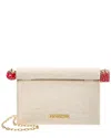 Jacquemus The Rond Carre Linen Pouchette Clutch In Neutral
