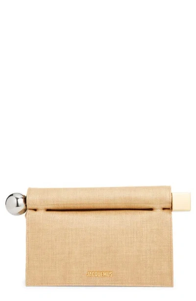 Jacquemus The Rond Carré Raffia Clutch In Brown