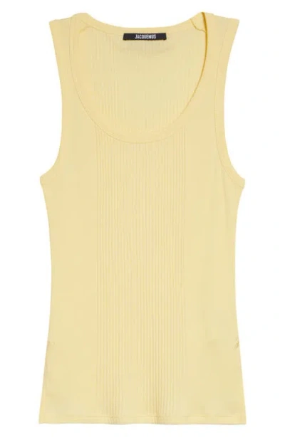 Jacquemus The Rond Carré Rib Cotton Tank In Yellow