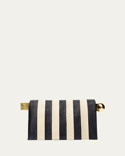 Jacquemus The Rond Carré Stripe Clutch In Blue