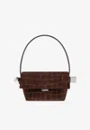 Jacquemus Le Rond Carré Crocodile-effect Suede Shoulder Bag In Brown