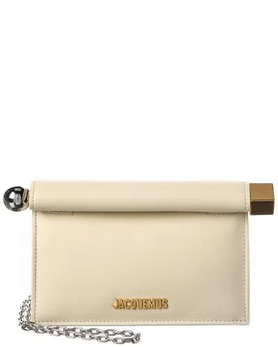 Jacquemus The Round Carre Small Leather Clutch In Neutral