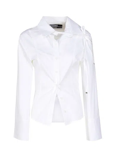 Jacquemus La Chemise Ruban Stretch Cotton Shirt In White