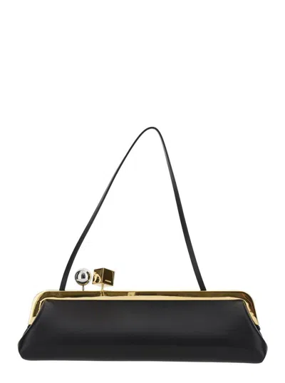 Jacquemus 'the Salon' Black Shoulder Bag With Clasp Closure And Thin Strap