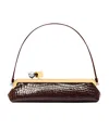 Jacquemus Crocodile Texture Top Handle Clutch Bag In Brown