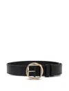 Jacquemus Leather Square Buckle Belt With Interlocking Detail In Black