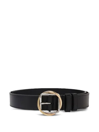 Jacquemus The Salon Leather Circle-buckle Belt In Black