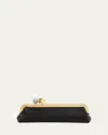 Jacquemus La Pochette Salon Black Shoulder Bag With Kiss-lock Closure And Removable Shoulder Strap In Leather  In Black