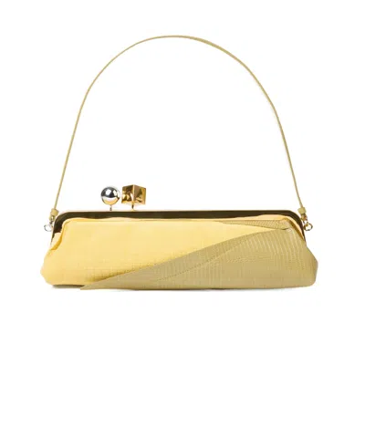 Jacquemus Salon Mais Suede And Patent-leather Clutch In Yellow