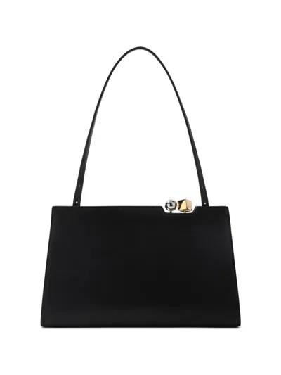 Jacquemus Le Salon Structured Leather Shoulder Bag In Black