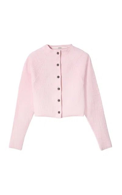 Jacquemus The Scala Buttoned Stretch-knit Cardigan In Pink