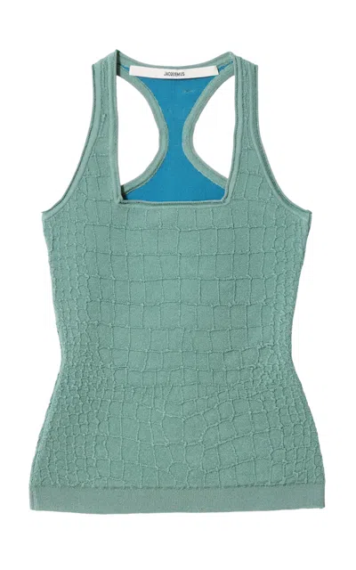Jacquemus The Scala Racerback Stretch-knit Tank Top In Blue