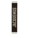 Jacquemus Long Rectangular Wool Scarf With Bold Logo In Black
