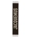 Jacquemus Long Rectangular Wool Scarf With Bold Logo In Black