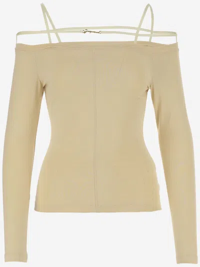 Jacquemus Light Yellow Cotton Sierra Sweater In White