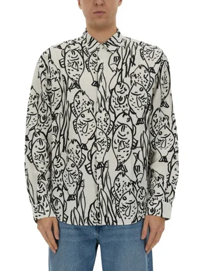 Jacquemus Shirt With Fish Print In Grey