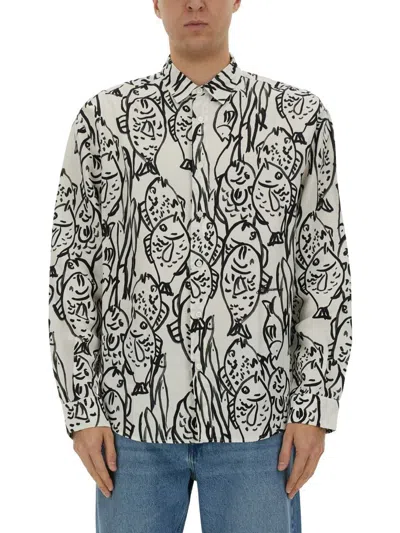 Jacquemus Shirt With Fish Print In Grey