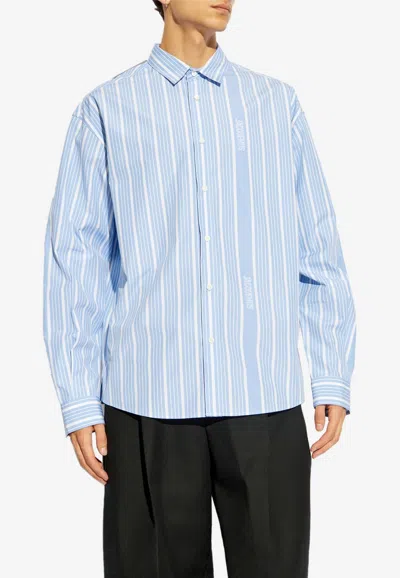 Jacquemus The Simon Striped Button-up Shirt In Blue