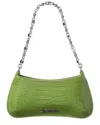 Jacquemus The Small Bisou Chain Croc-embossed Leather Shoulder Bag In Green