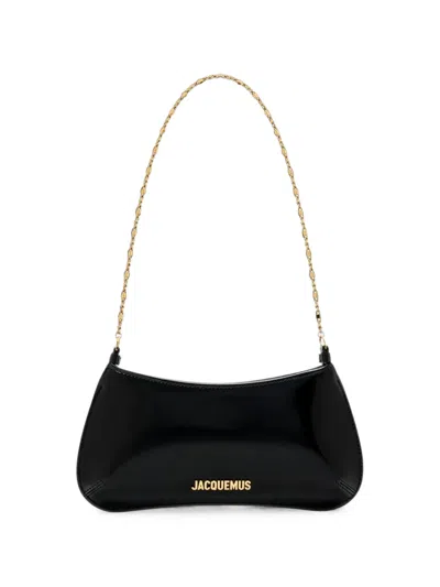 Jacquemus -inspired Leather Chain Handbag With Gold-tone Hardware In Black